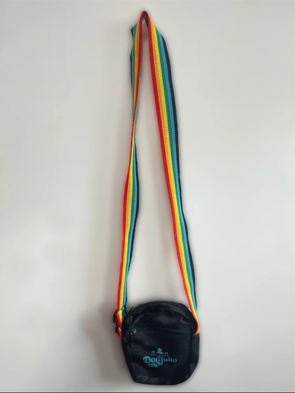 Don Julio Black Crossbody Bag with Rainbow Strap
